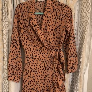 Printed Wrap Mini Dress